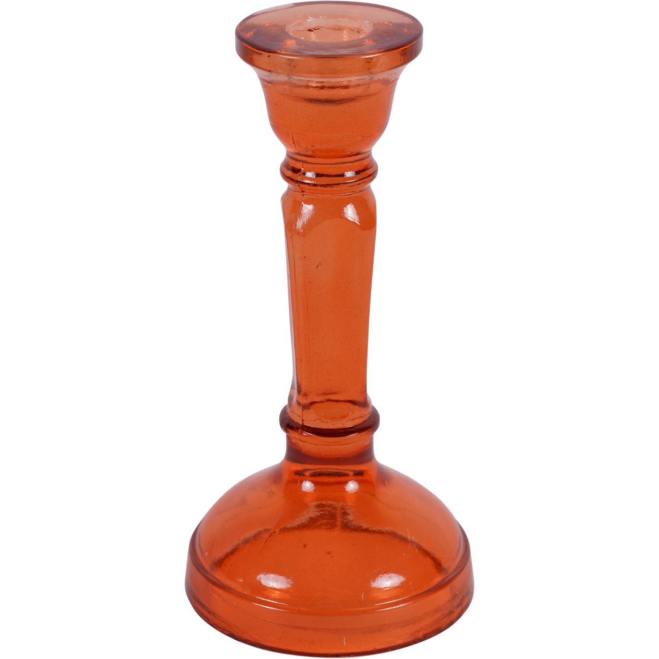 Glass Candlestick - Orange/Pink