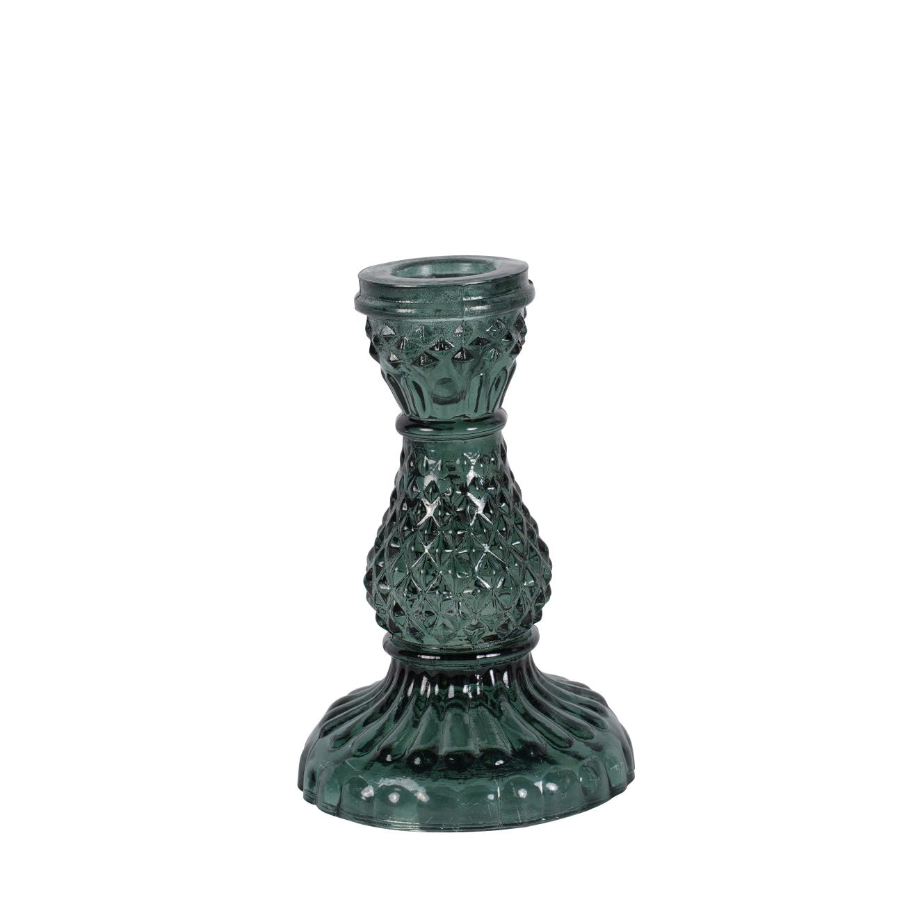 Sea Green Glass Candlestick