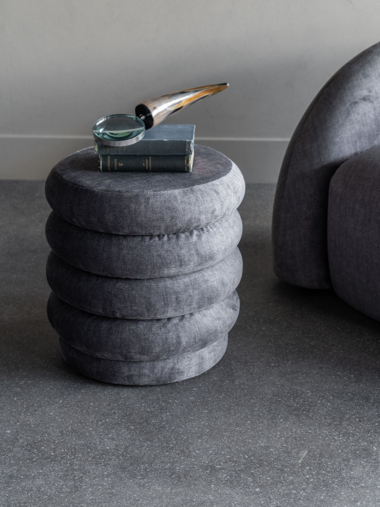 Casa Upholstered Stool Cream - Cream/Grey