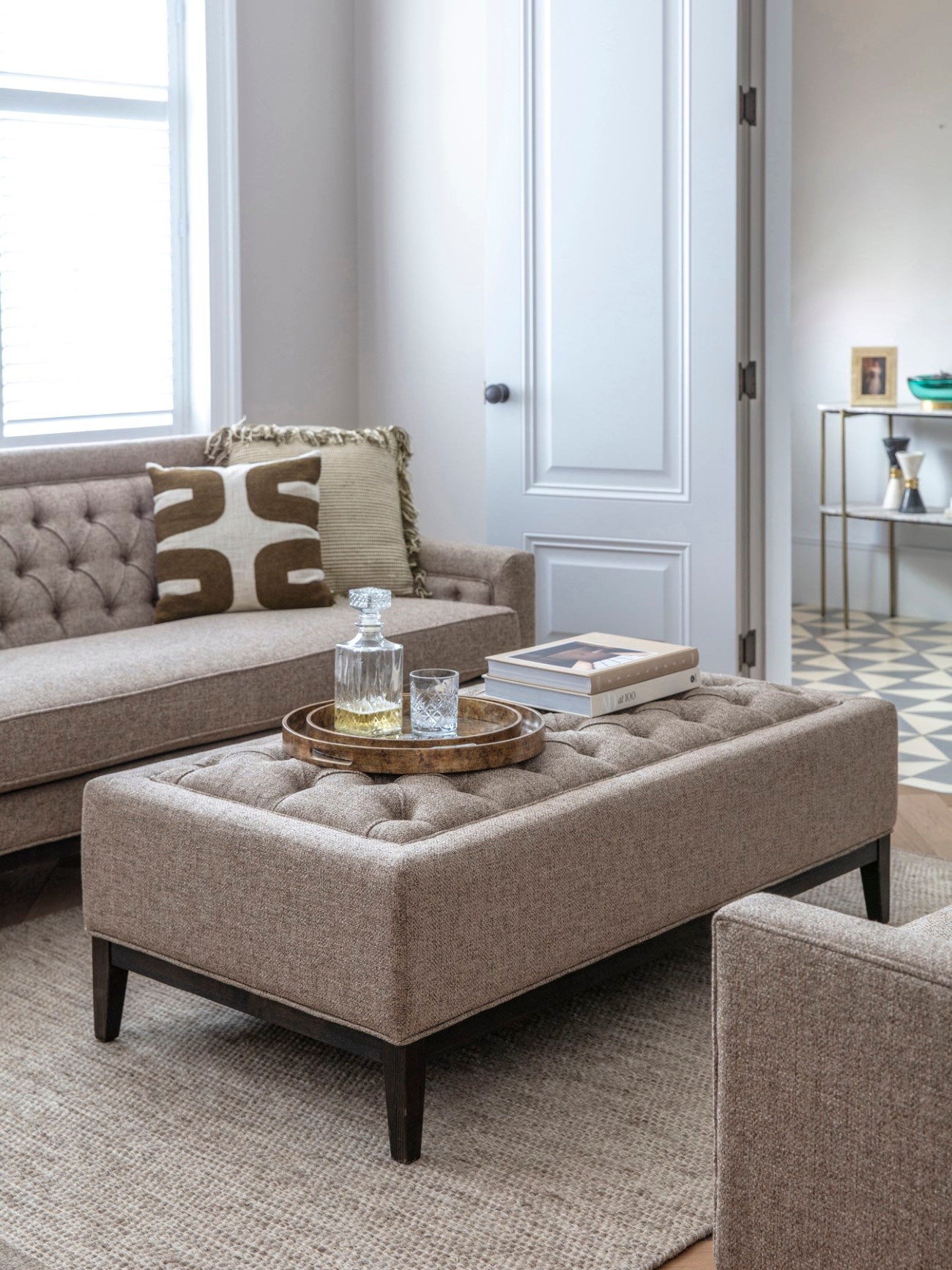 Theodore Buttoned XL Ottoman -Various Finishes