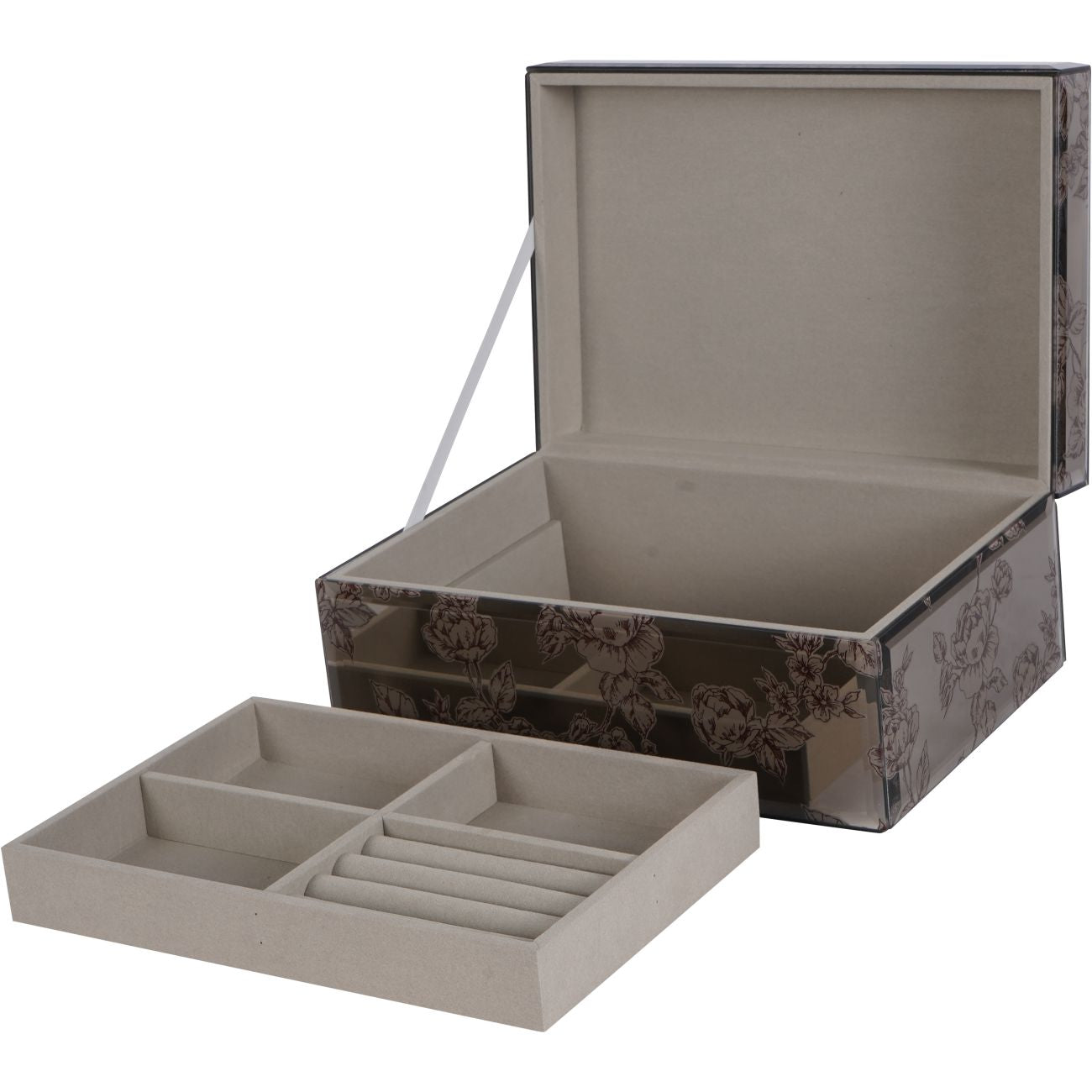 Truffle Pollington Roses Mirrored Printed Jewellery Box  - Various Sizes