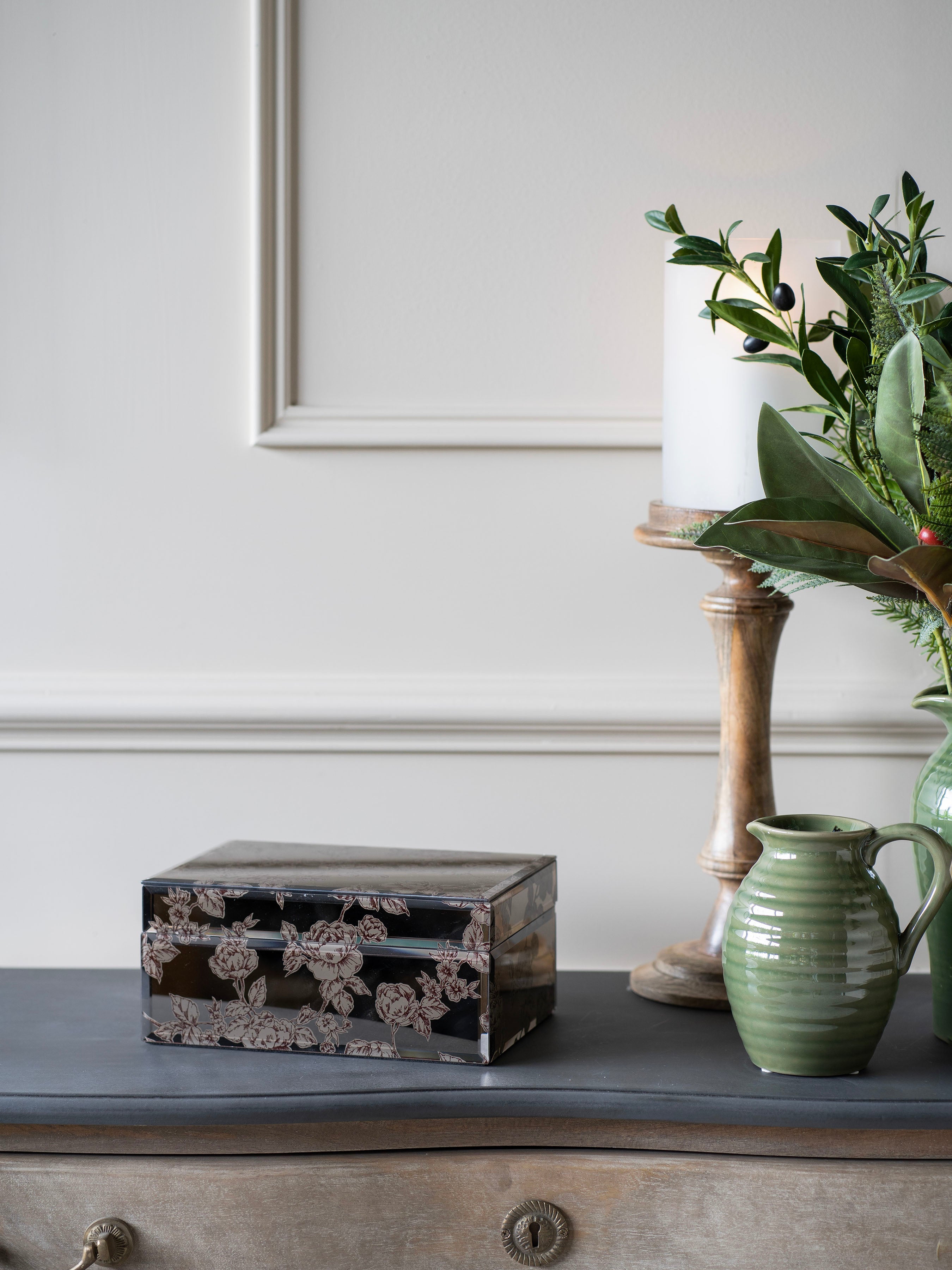 Truffle Pollington Roses Mirrored Printed Jewellery Box  - Various Sizes