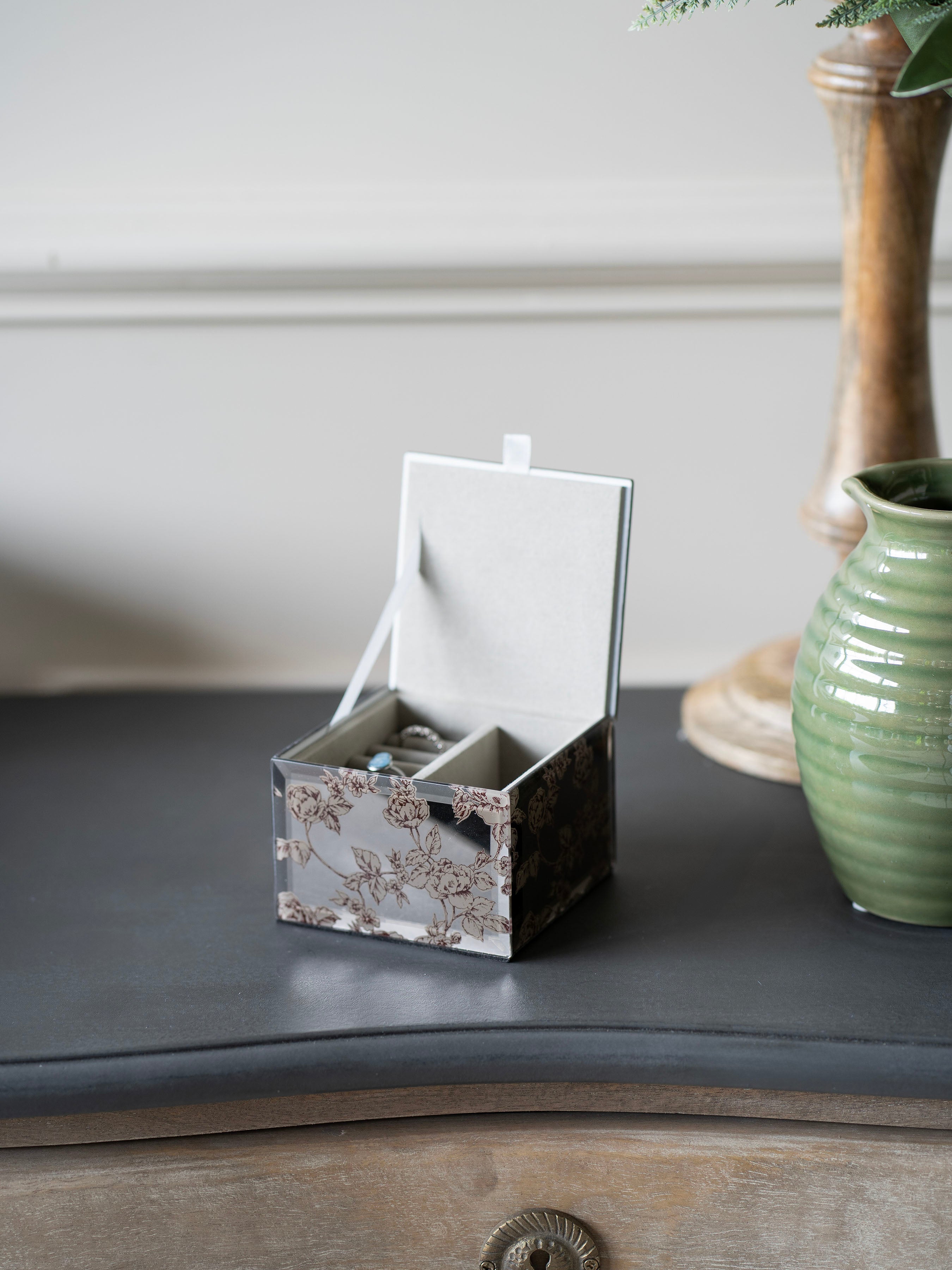 Truffle Pollington Roses Mirrored Printed Jewellery Box  - Various Sizes