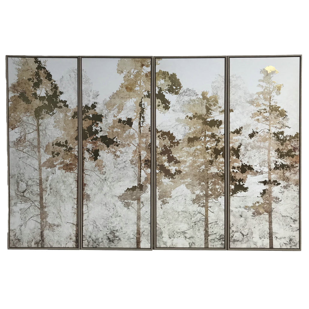 Foil Trees Framed Wall Art Set of Four