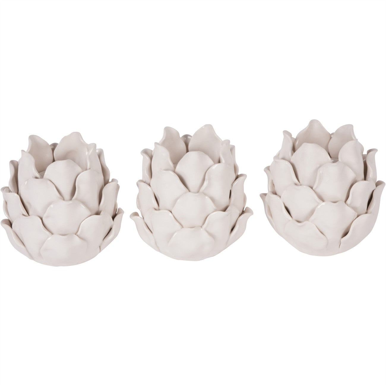 Set of 3 Off White Larkhill Artichoke Tealight Holders