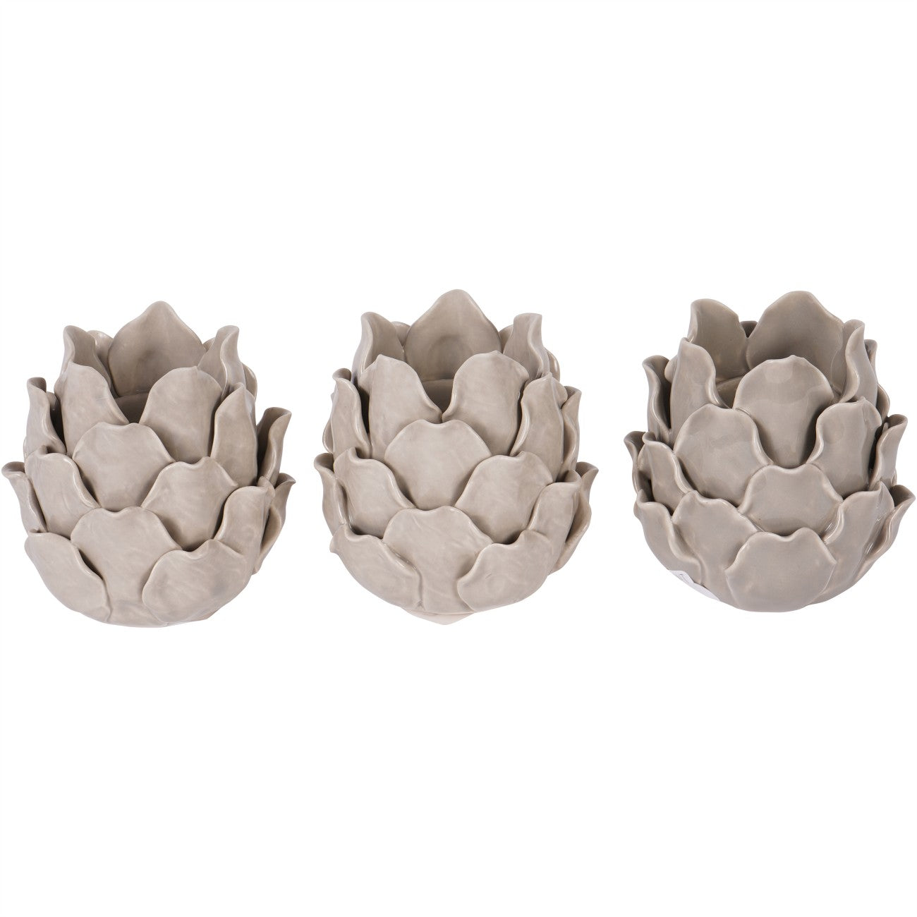 Set of 3 Dark Dove Grey Larkhill Artichoke Tealight Holders