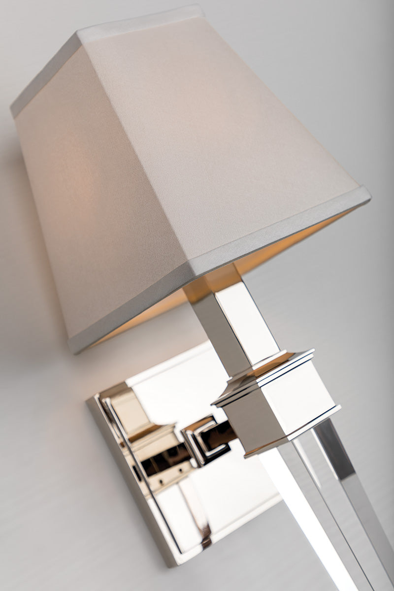 Ruskin 1Lt Wall Sconce-  Polished Nickel/ Aged Brass