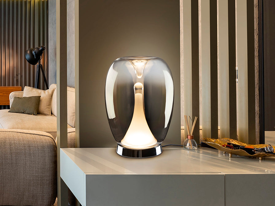 Suspiro Table Lamp- Chrome-Smoky/ Golden-Amber