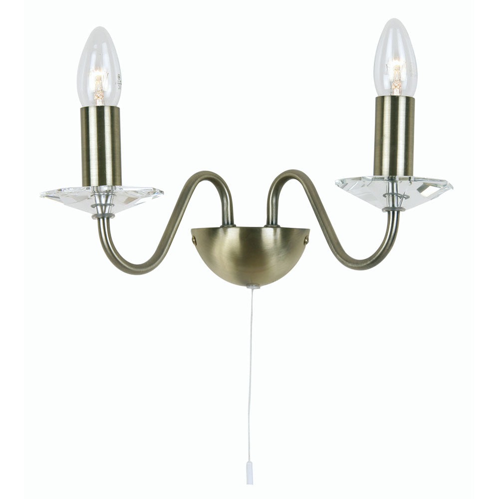 Vesta 2 Wall Light- Antique Brass/ Silver Finishes