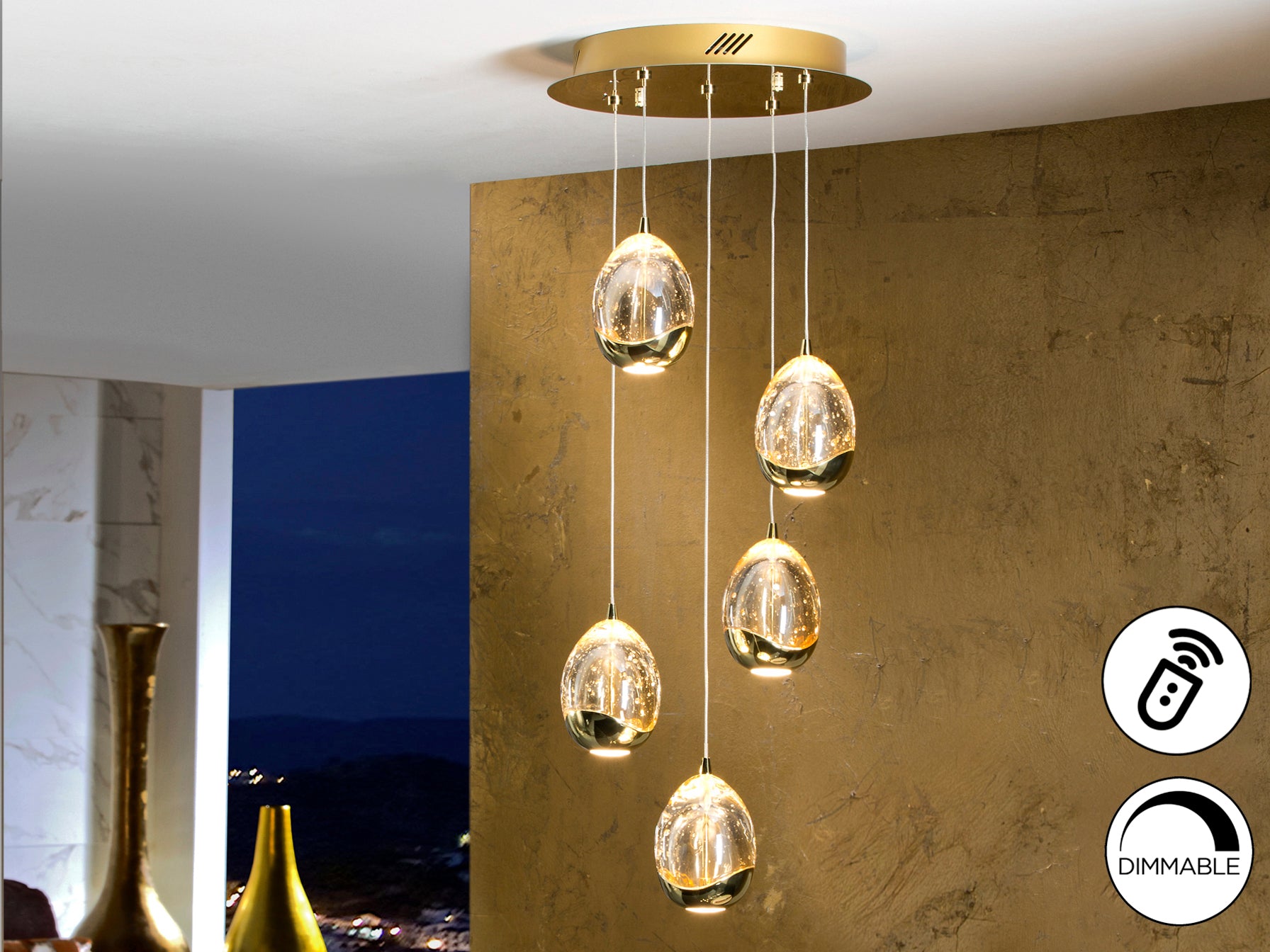 Rocio 5 LED Ceiling Light- Chrome/ Gold/ Black Finishes