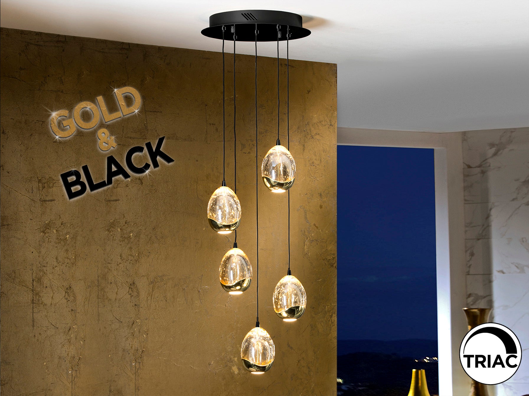 Rocio 5 LED Ceiling Light- Chrome/ Gold/ Black Finishes