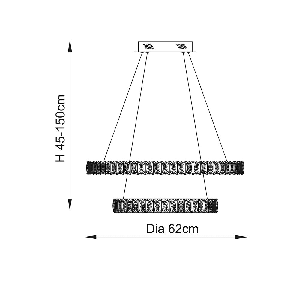 Seline 2Lt Crystal LED Ring pendant