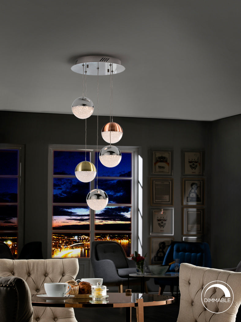 Sphere 5L LED Cluster Ceiling Light Dimmable, With / Without Remote - Multicolour