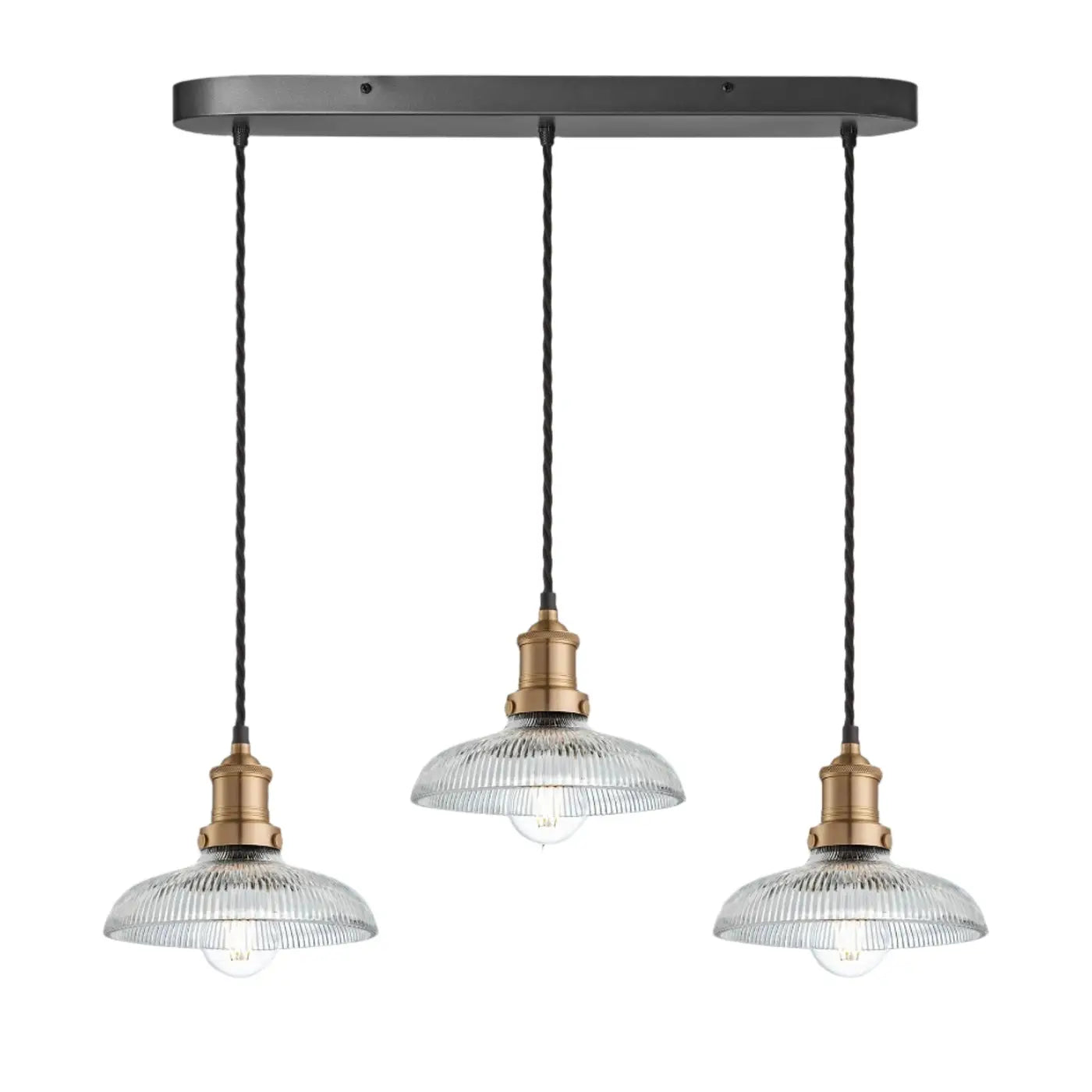 Brooklyn 3/5Lt Glass Dome Wire Cluster Lights - Brass/Pewter