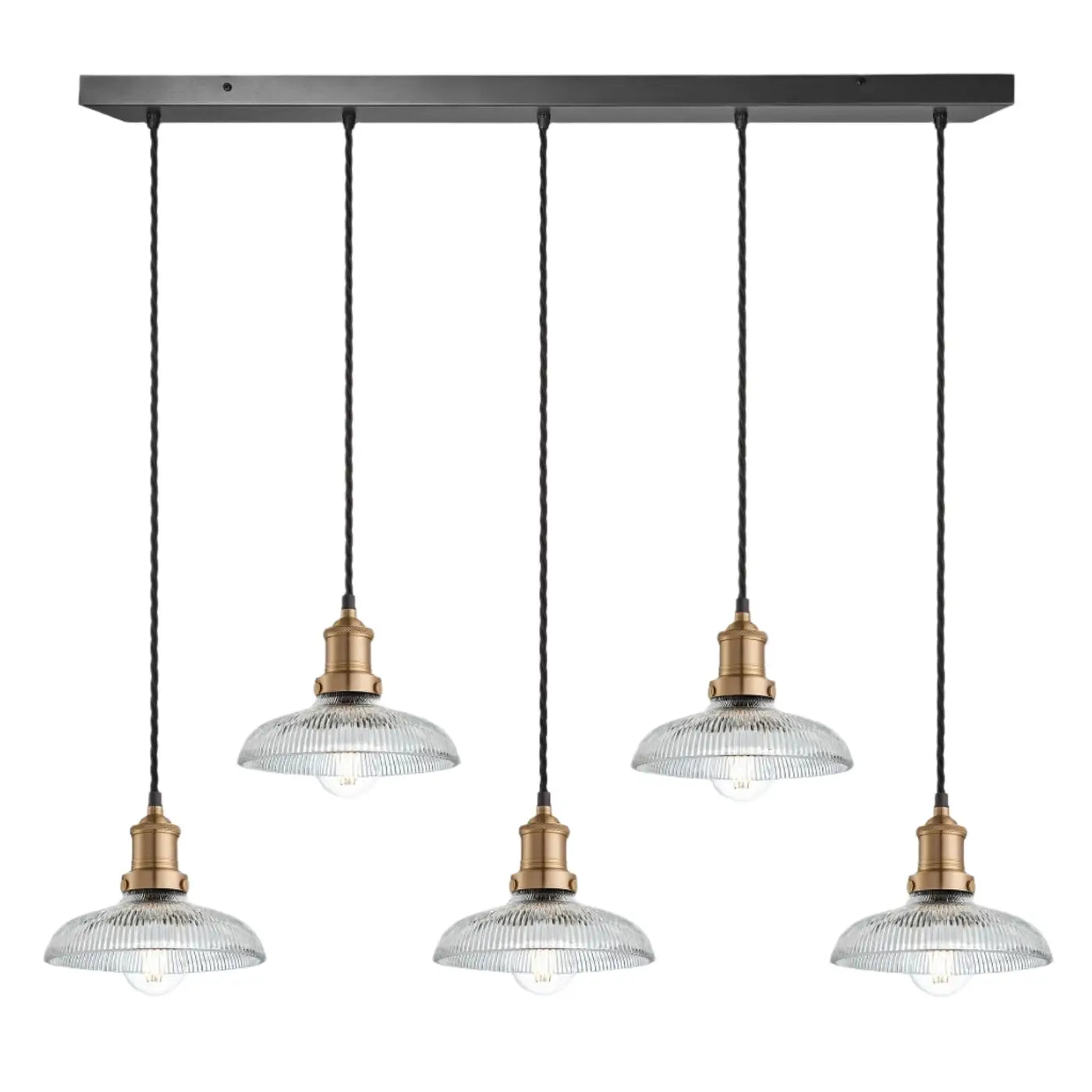 Brooklyn 3/5Lt Glass Dome Wire Cluster Lights - Brass/Pewter
