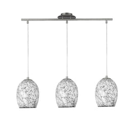Crackle 3Lt Kitchen Light - Satin Silver & Crackled White Glass