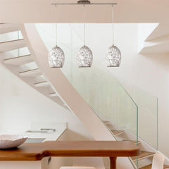 Crackle 3Lt Kitchen Light - Satin Silver & Crackled White Glass