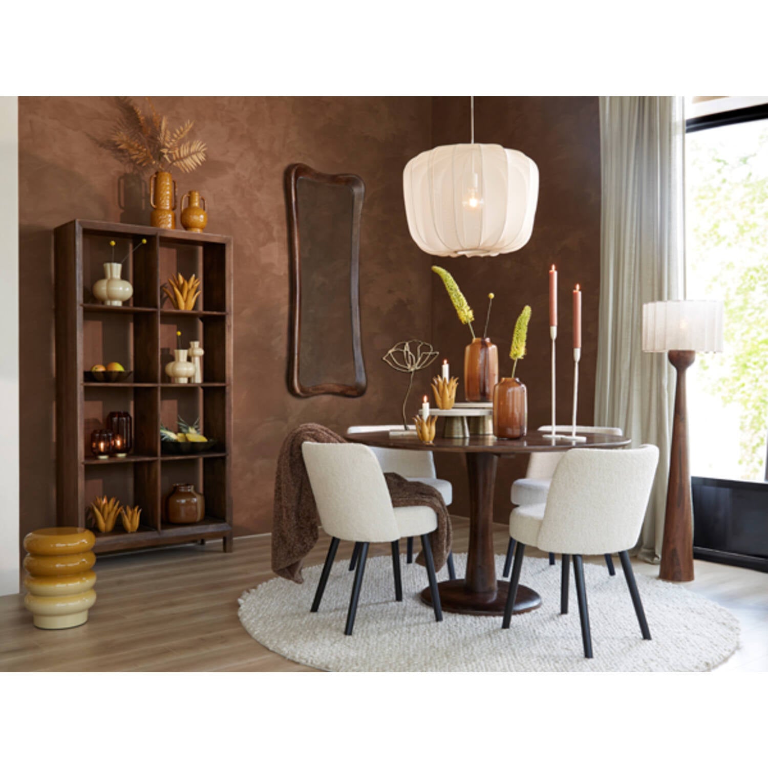 Festina Modern Wooden Floor Lamp -Dark/Light Brown