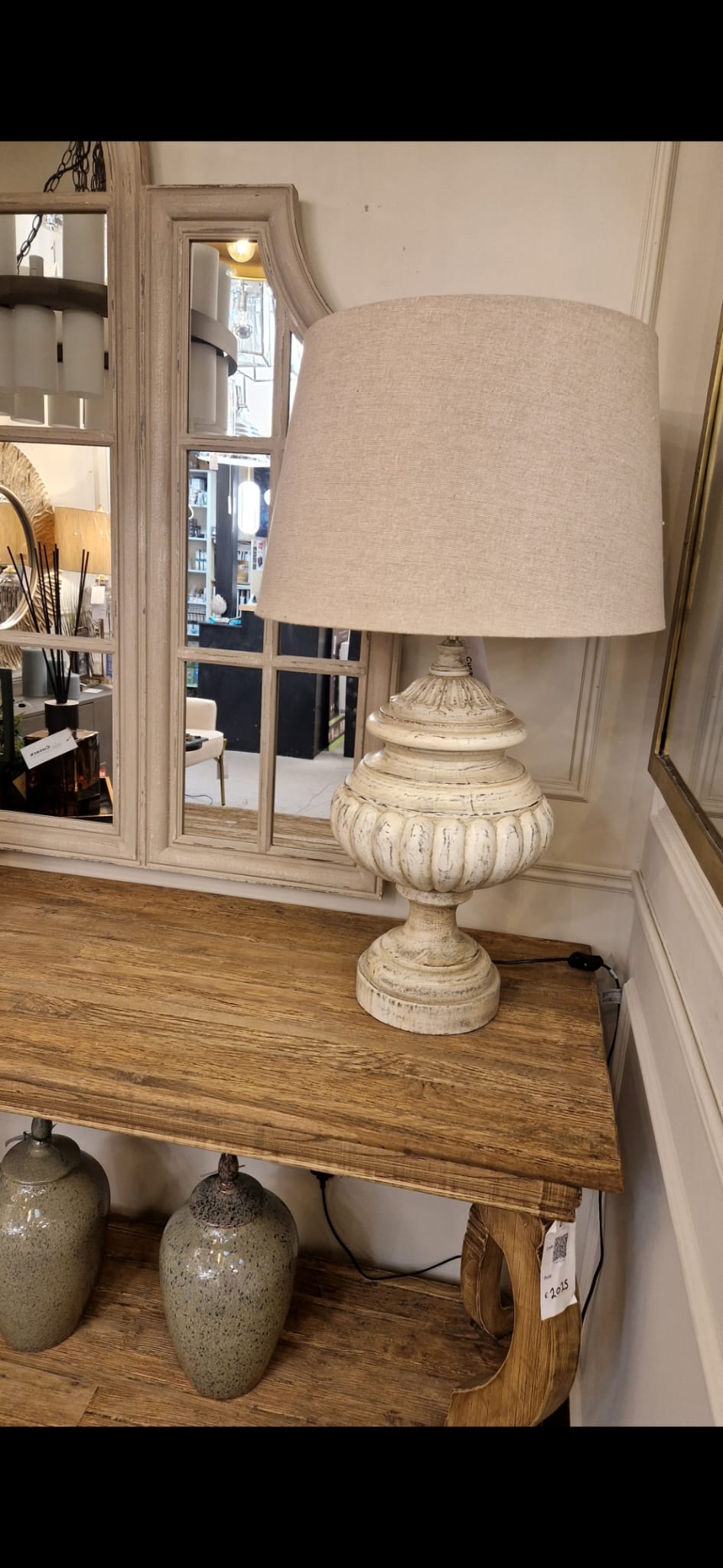 Aurelius White Wash Table Lamp with Linen Shade