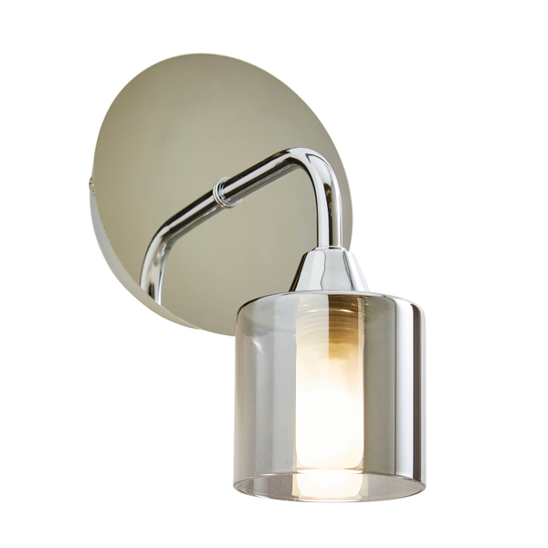 Patras 1Lt Bathroom Wall Light IP44 - Champagne & Satin Brass/Smoke &  Chrome Finish