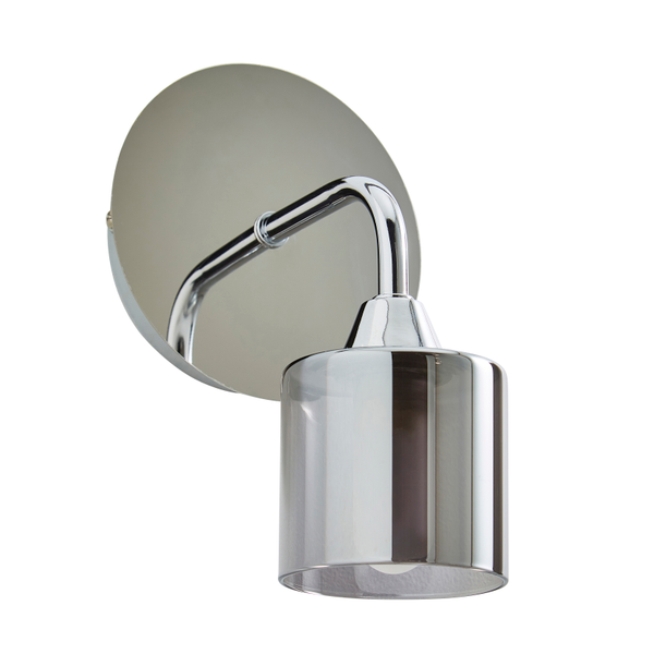 Patras 1Lt Bathroom Wall Light IP44 - Champagne & Satin Brass/Smoke &  Chrome Finish