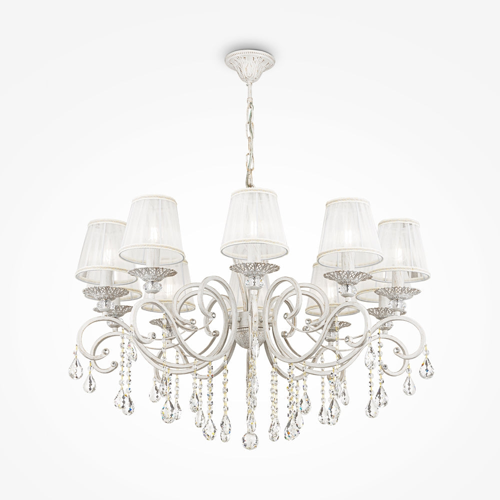 Grace 10Lt Chandelier - White with Gold