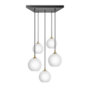 Chelsea Opal Glass Globe 5 Wire Square Cluster Lights - 9 inch