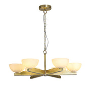 Prichard 6LT Pendant- Satin Brass Metal & Opal White Glas