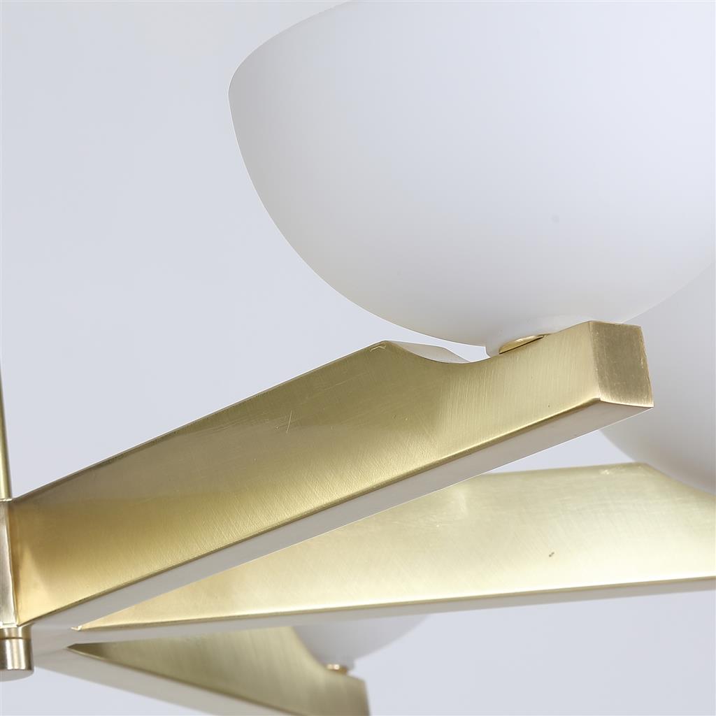 Prichard 6LT Pendant- Satin Brass Metal & Opal White Glas
