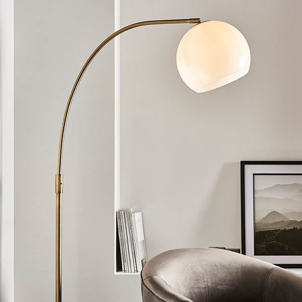 Lumora Floor Lamp - White Grey Base/Black Base E27