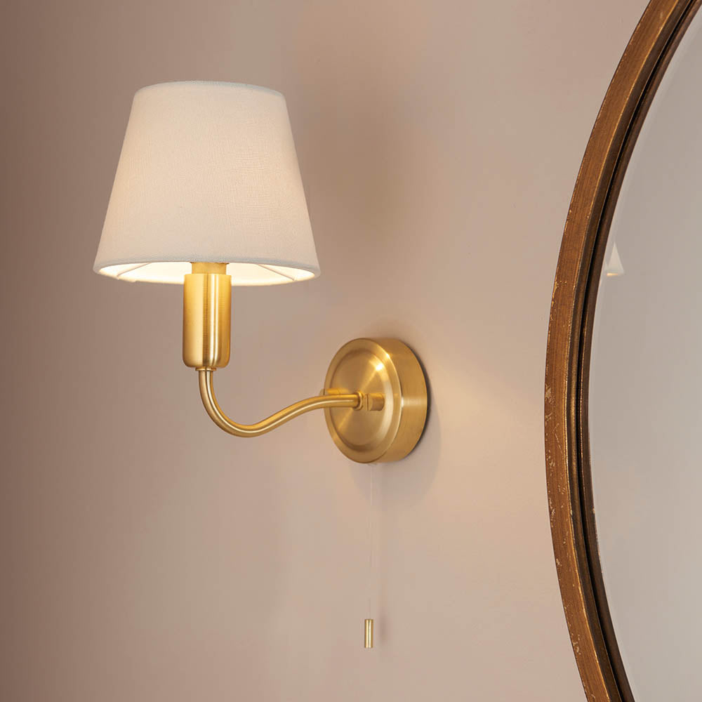 Yale 1Lt Bathroom Wall Light IP44 - Satin Gold/Chrome
