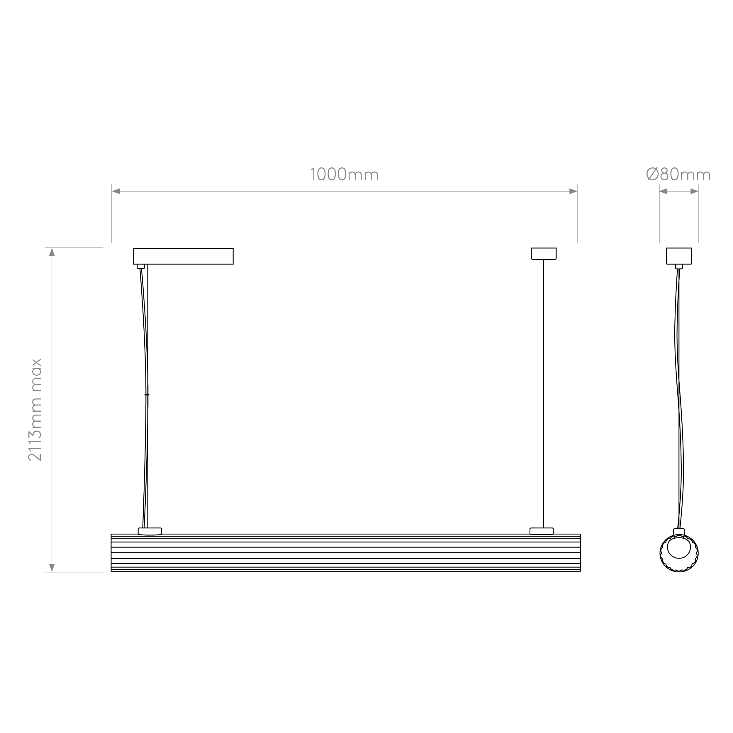 io Pendant 1000- Polished Chrome/ Black