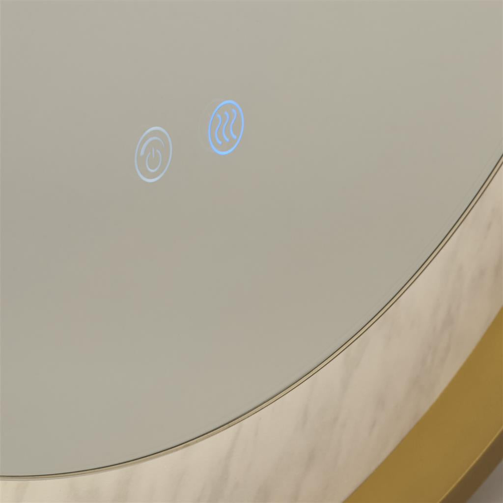 Luxo LED Mirror, Gold/ Black Metal with Marble Effect