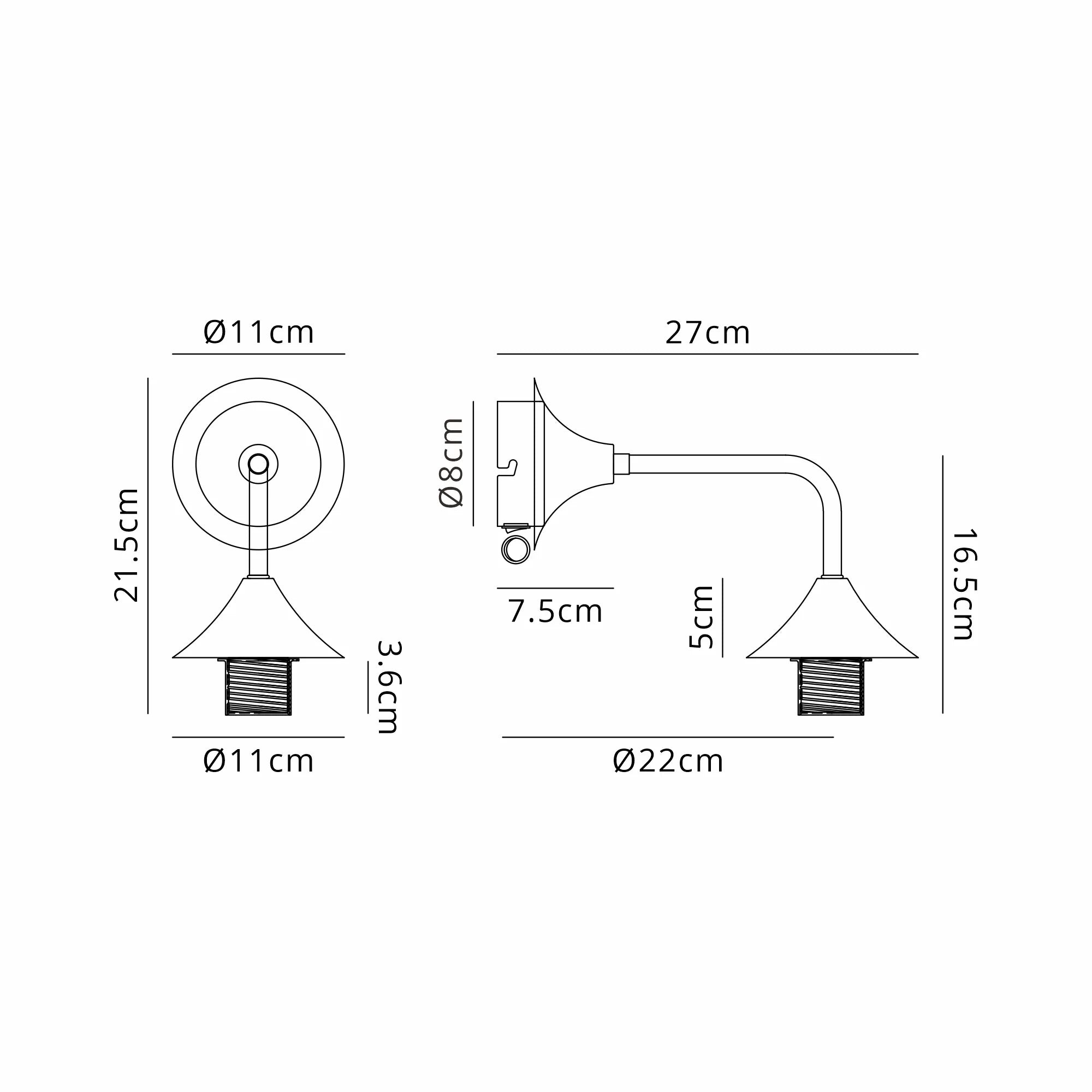 Benalla Wall Light Switched, 1 x E27