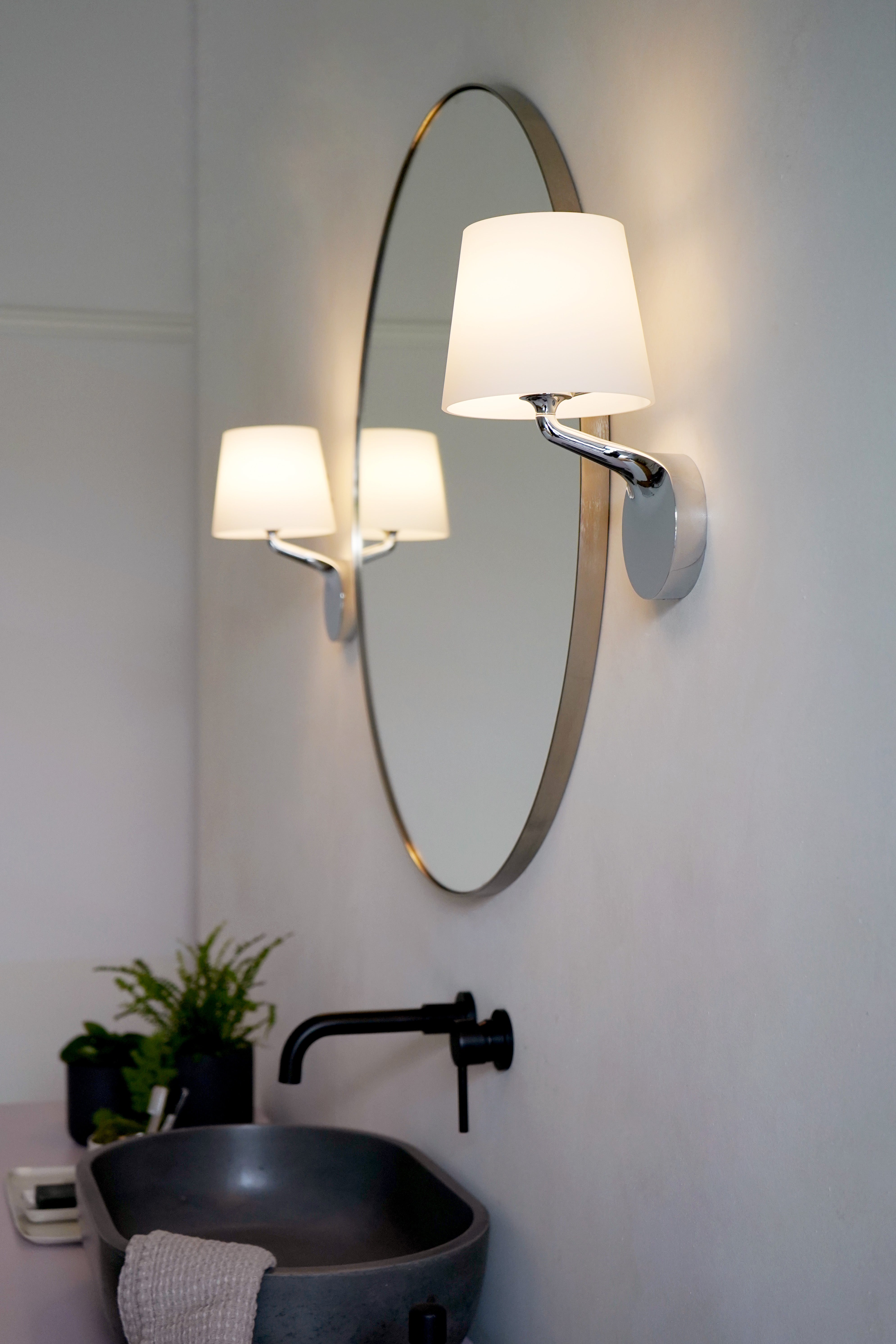 Millie Bathroom Wall Light- Polished Chrome/ Matt Black