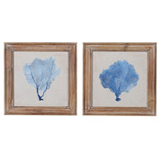 Pair of Blue Coral Glass Framed Art