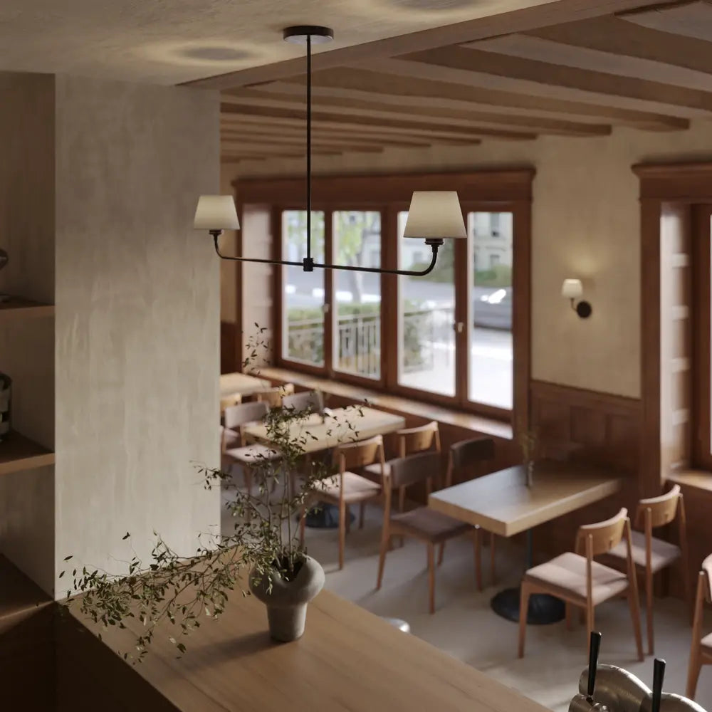 Albany Double Pendant Light - Natural Cotton Shades