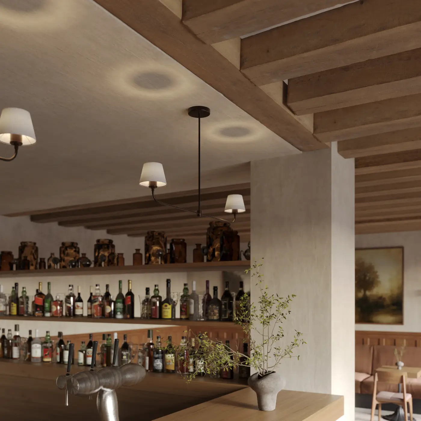 Albany Double Pendant Light - Natural Cotton Shades