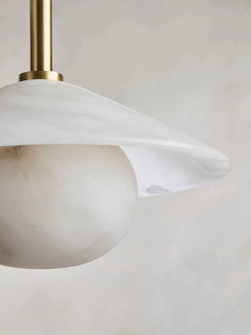 Alabaster Slope Pendant Light - 8 Inch - Brass