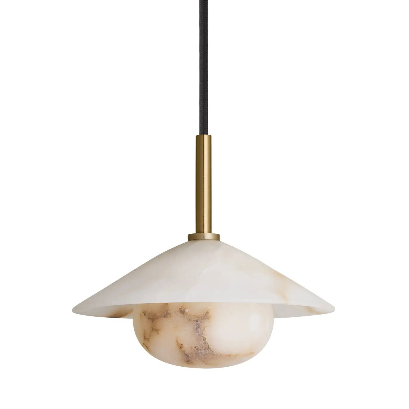 Alabaster Slope Pendant Light - 8 Inch - Brass