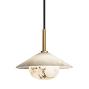 Alabaster Slope Pendant Light - 8 Inch - Brass