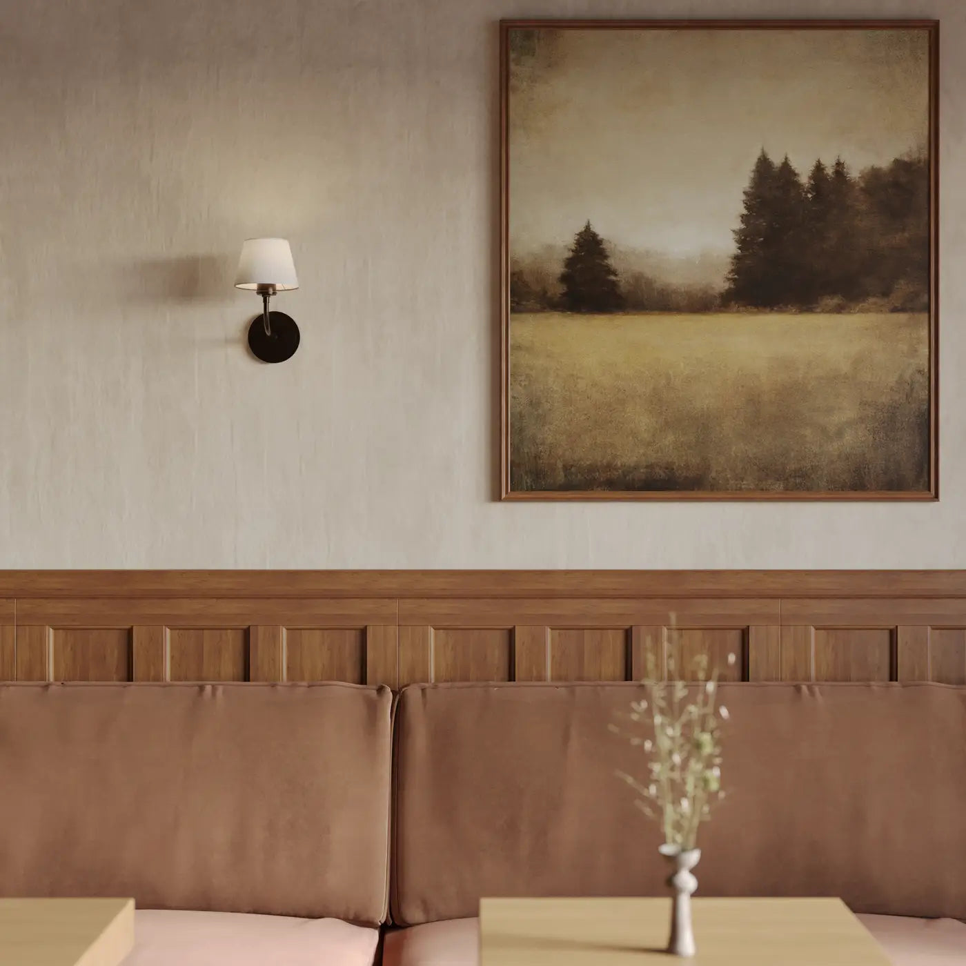 Albany 1/2Lt Wall Light - Natural Cotton Shade