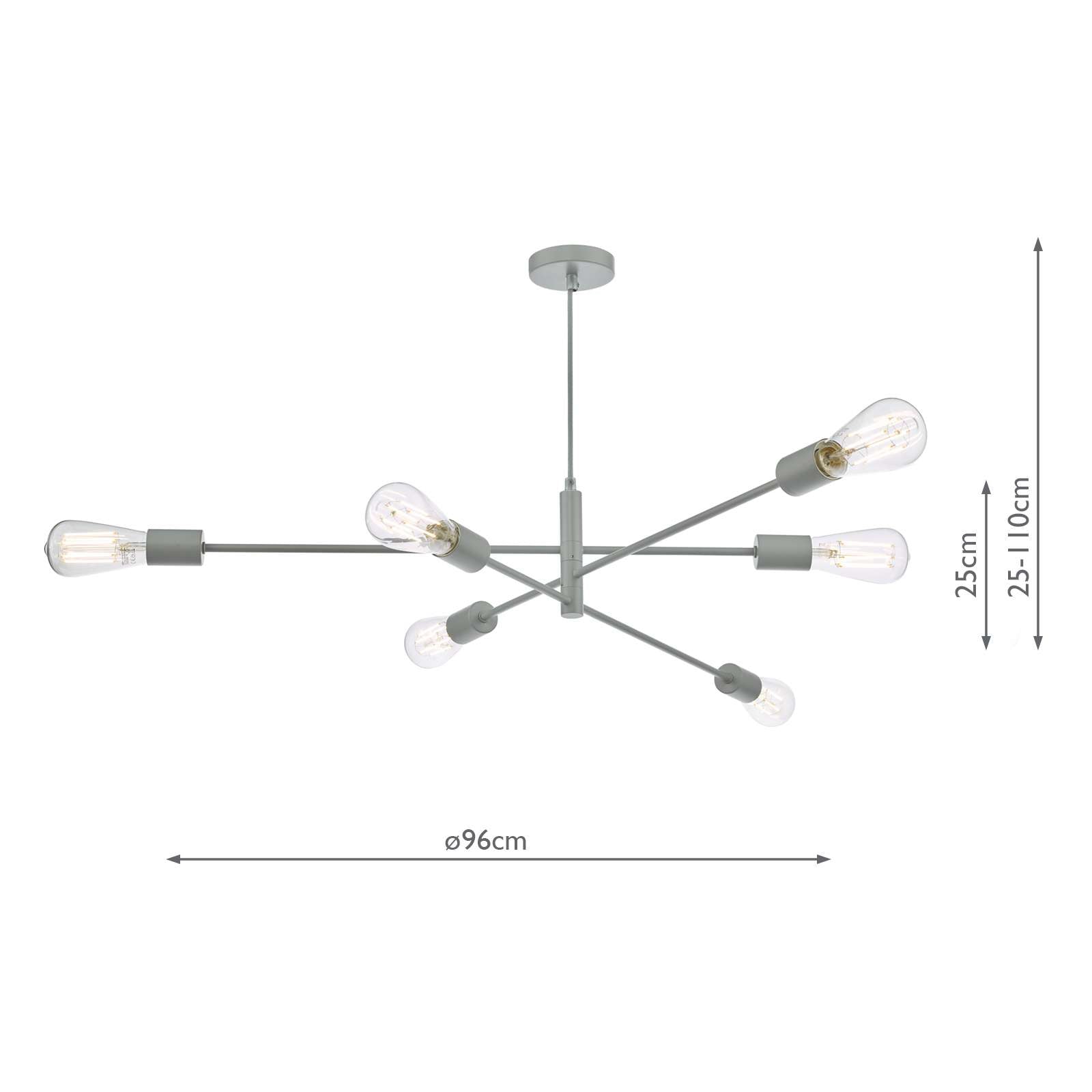 Alana 6 Light Fitting - Antique Brass/Black/Polished Gold/Satin Chrome Finish