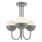 Andre 3 Light Semi Flush Grey Opal Glass