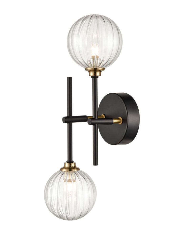 Abstract 2lt Bathroom Centre Ceiling Light  - Black and Brass/Chrome Finish