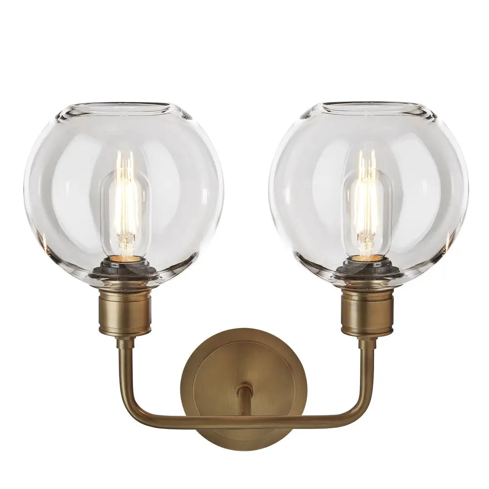 Albany Glass Globe 1/2Lt Wall Light - Clear/ Mocha Shades