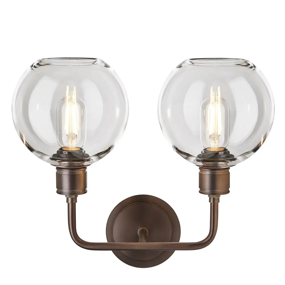 Albany Glass Globe 1/2Lt Wall Light - Clear/ Mocha Shades