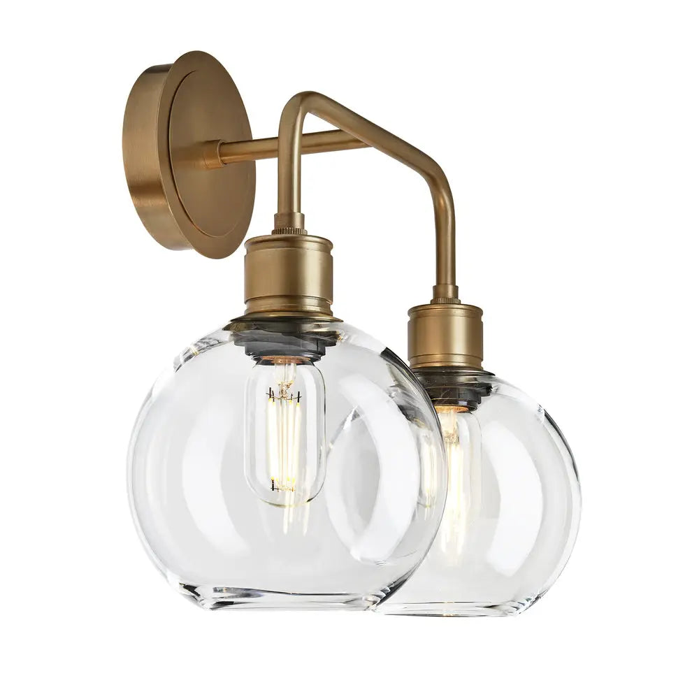 Albany Glass Globe 1/2Lt Wall Light - Clear/ Mocha Shades