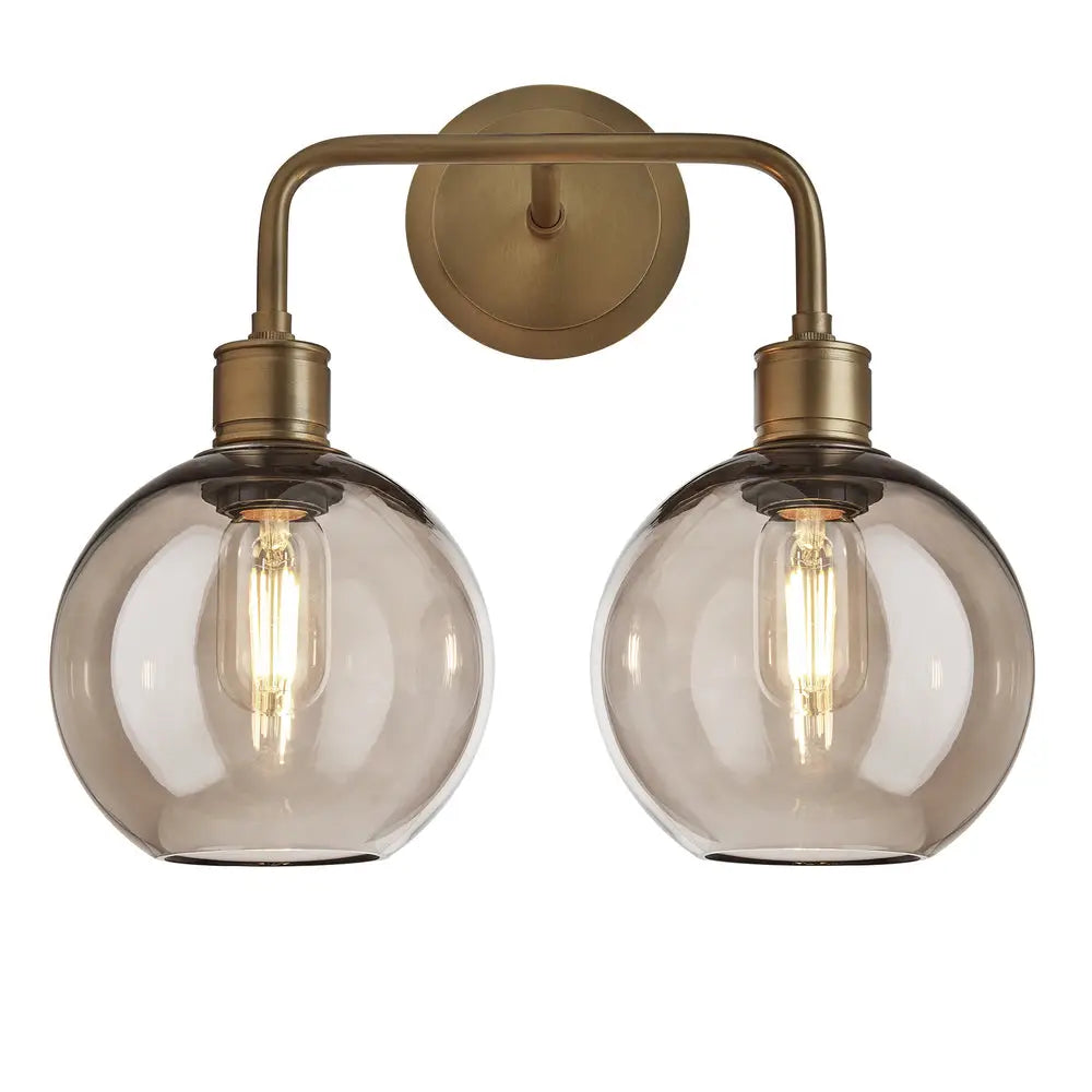 Albany Glass Globe 1/2Lt Wall Light - Clear/ Mocha Shades