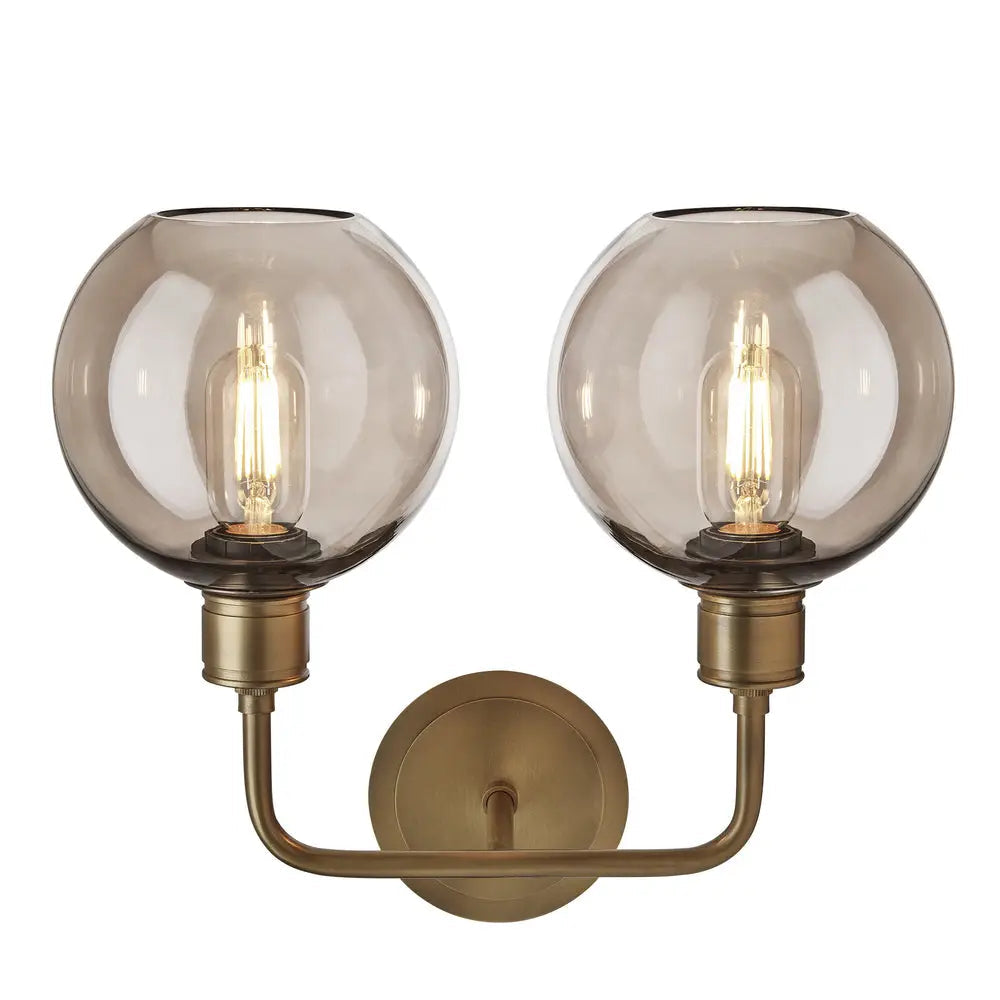 Albany Glass Globe 1/2Lt Wall Light - Clear/ Mocha Shades